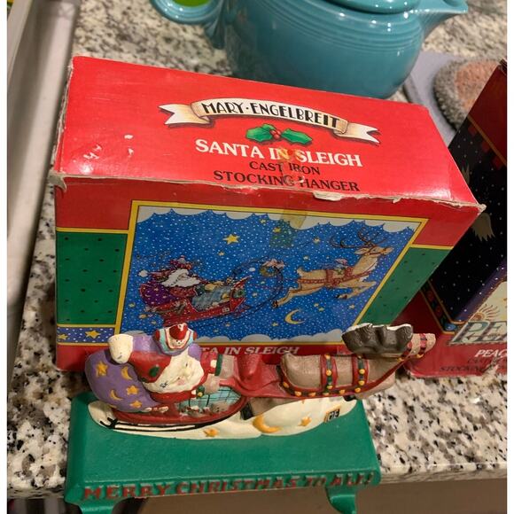 Vintage Mary Engelbreit Santa Claus Sleigh double stocking hanger - Picture 6 of 6